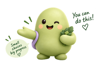 The Cibo mascot cheering you on - small choices, big progress