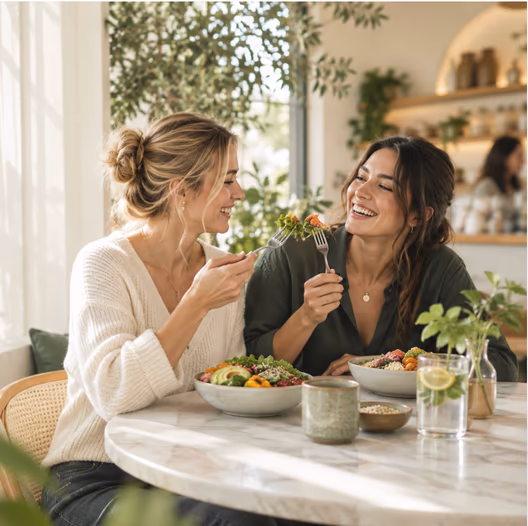 Healthy meal shared with friends